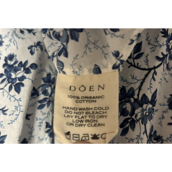 Doen Dress XS Womens Stanza Puff Sleeve Aline Maxi Long Floral Boho White Blue - Picture 10 of 10